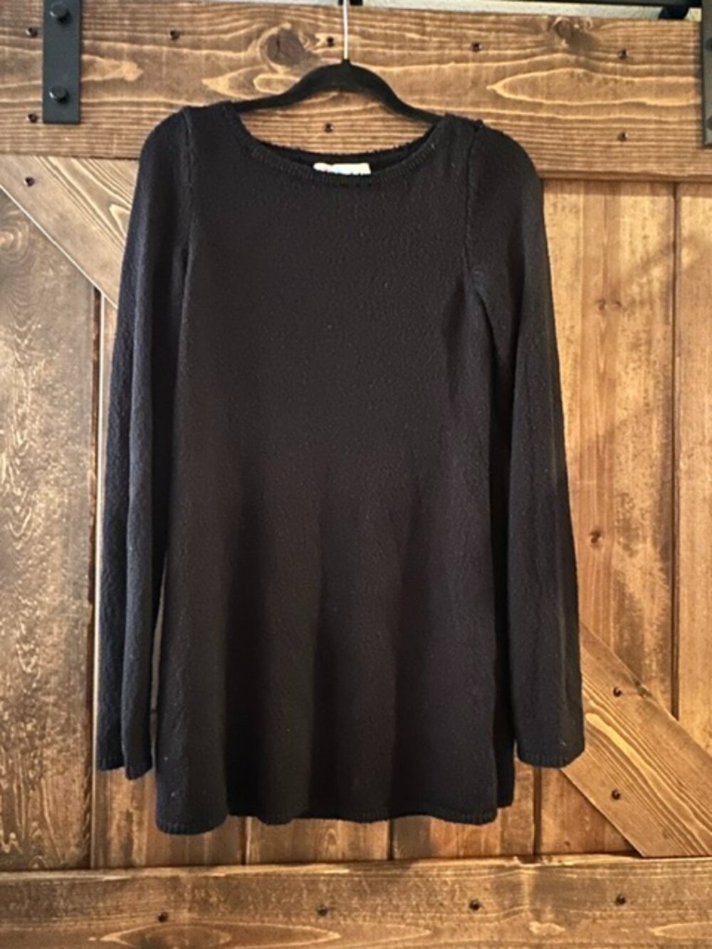 Free People Beach | Black Pullover Sweater Tunic Side Slits Soft Sz M
